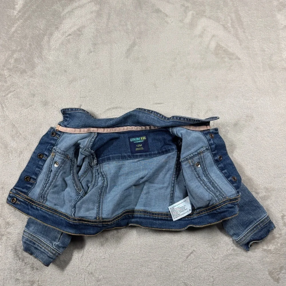 Genuine Kids OshKosh Blue Jean Denim Snap Front Jacket Size Girls 12 Months
